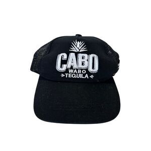 Cabo Wabo Tequila Snapback Hat Cap Black White Mesh Nascar Logo